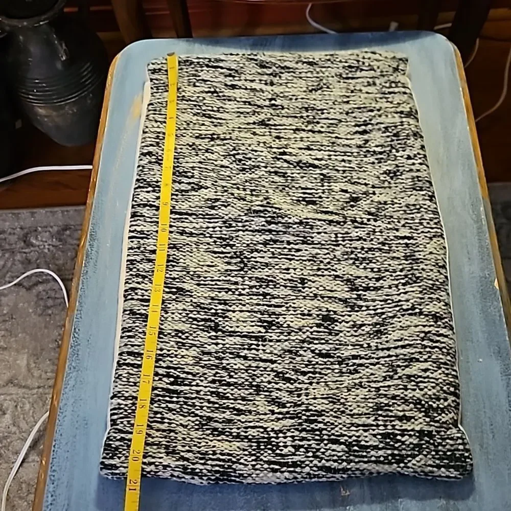 Navy Blue Cream Variegated Lumbar Pillow Cover | 100% Cotton
